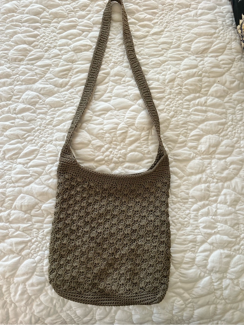 Handmade Crochet Olive Green Shoulder Bag